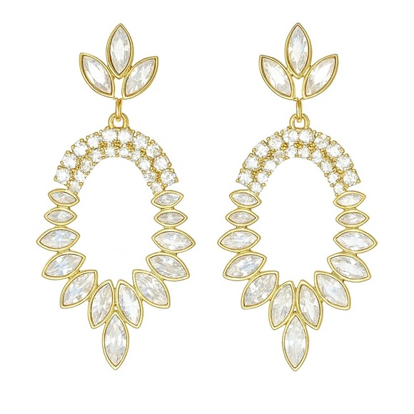 Anthropologie Jewelry - Elegant Gold and Silver Leaf Earrings